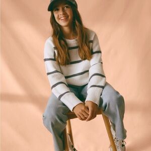 New Abercrombie kids Shine Pattern Stitch Crewneck Sweater.